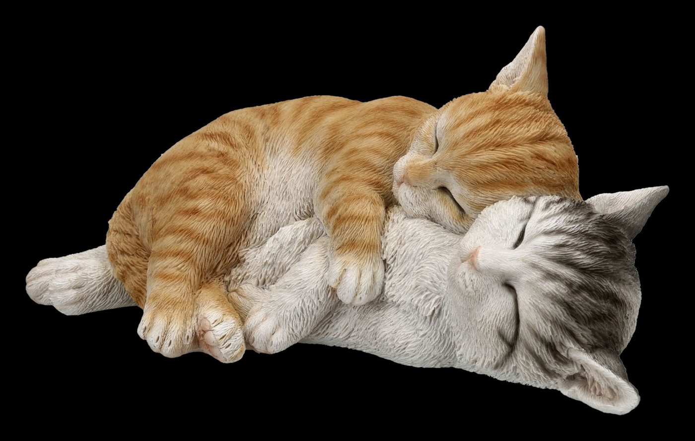 Figuren Shop GmbH Gartenfigur Katzenpaar Gartenfigur – Kuschelnde Kätzchen Katze 27 cm Dekofigur Bild 2