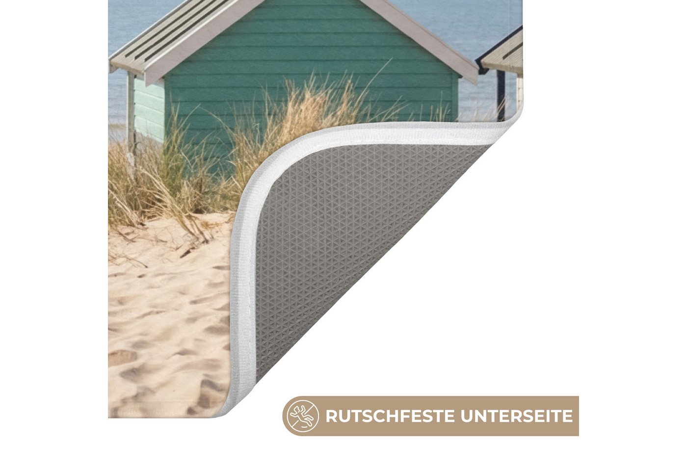 OnlyWow Badematte Strand - Ferienhäuser - Farbenfroh - Dünen, Höhe 10 mm, Polyester, Rechteckig, Badezimmerteppich, Badteppich, Rutschfest, Badvorleger, Waschbar Bild 3