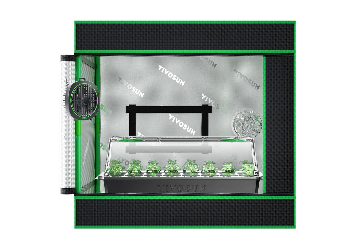 VIVOSUN Gewächshaus Vivosun Klonzelt Komplettset, BxTxH: 60 x 40 x 50 cm, BxLxH: 40 x 60 x 50 cm, 0,6 mm Wandstärke, Anzuchtschale, Heizmatte, Clip Ventilator, Rockwool Würfel Bild 3