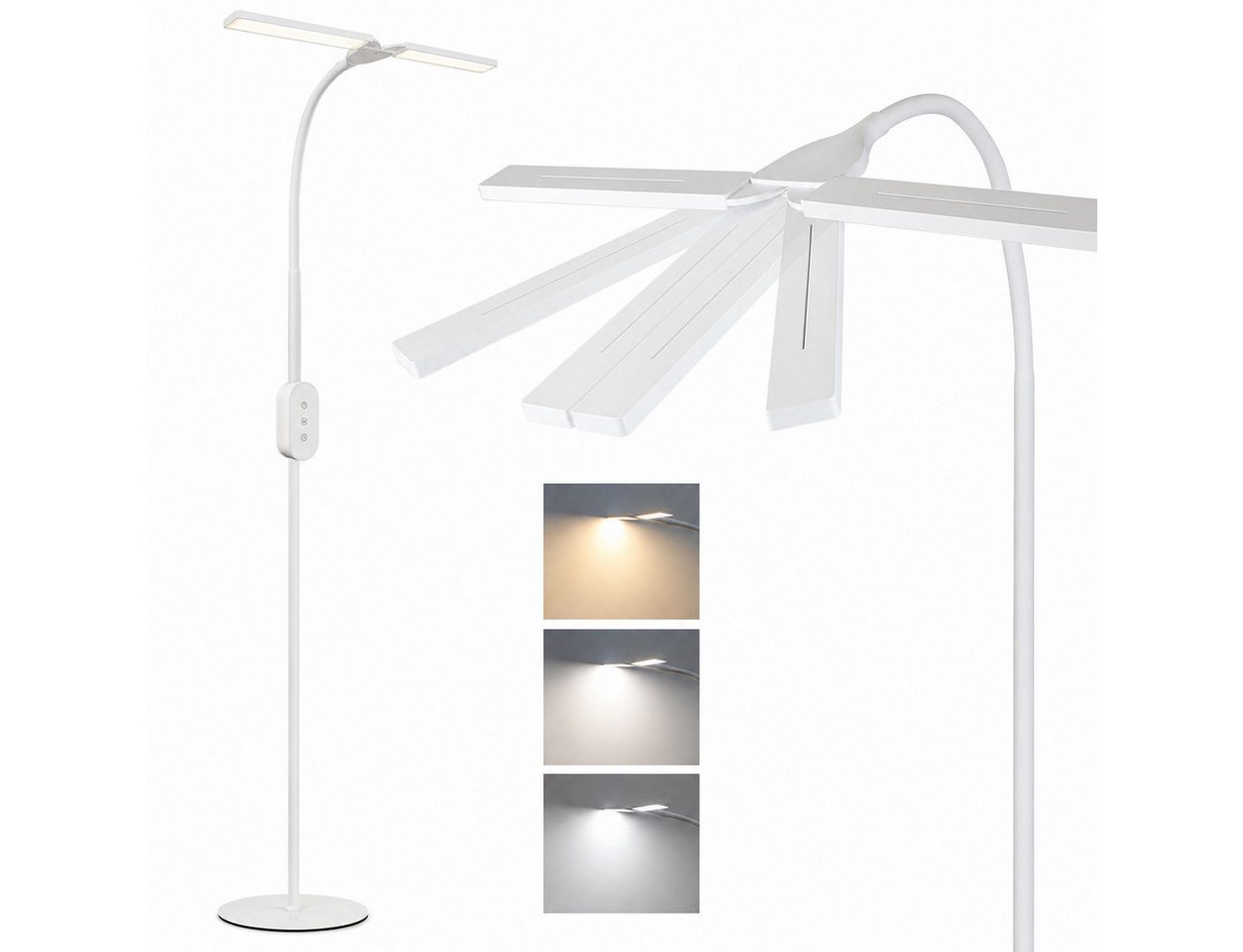 ZMH LED Stehlampe LED dimmbar Leselampe 9W Timer Memory einstellbar Touch, dimmbar, LED fest integriert, flexibel verstellbar, schwenkbar Bild 2