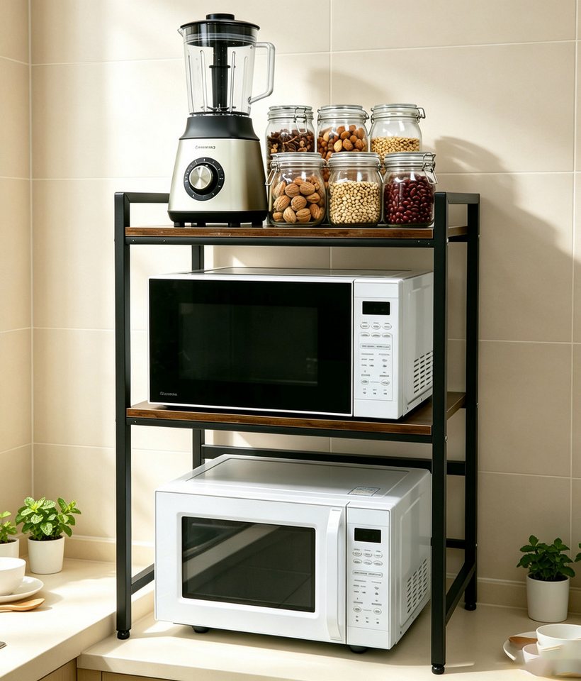 OYLCDI Standregal Küchenregal für Mikrowelle – 2-stufiger Ablageständer aus Metall, Mikrowellenregal Mikrowellenständer Mikrowellenhalter Küchenorganizer ständer, für Küchen, Schlafzimmer, Wohnzimmer und Arbeitszimmer Bild 3