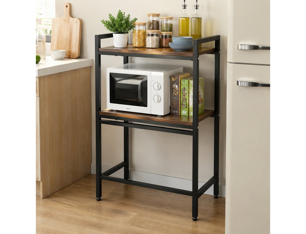 OYLCDI Standregal Küchenregal für Mikrowelle – 2-stufiger Ablageständer aus Metall, Mikrowellenregal Mikrowellenständer Mikrowellenhalter Küchenorganizer ständer, für Küchen, Schlafzimmer, Wohnzimmer und Arbeitszimmer Bild 4
