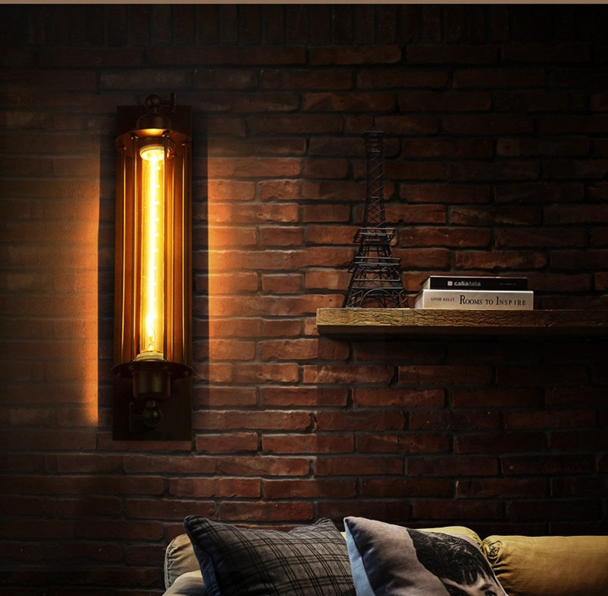 AURIVION Wandleuchte Wandleuchte Metall Tube-Käfig Wandlampe, Retro Industrial, Dekorieren, ohne Leuchtmittel, Warmlicht, E27, Ohne Lichtquelle ohne Leuchtmittel( 3 Stück )