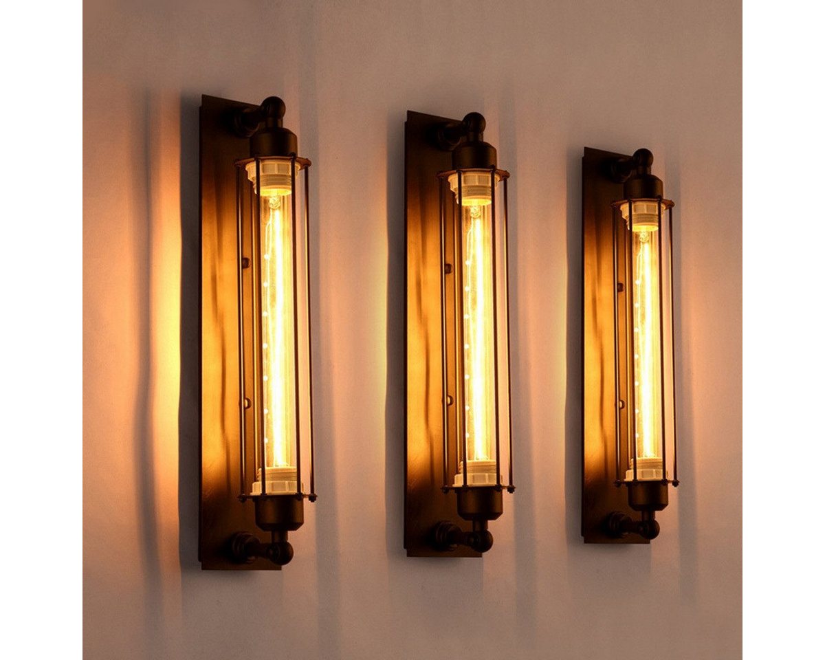 AURIVION Wandleuchte Wandleuchte Metall Tube-Käfig Wandlampe, Retro Industrial, Dekorieren, ohne Leuchtmittel, Warmlicht, E27, Ohne Lichtquelle ohne Leuchtmittel( 3 Stück ) Bild 5
