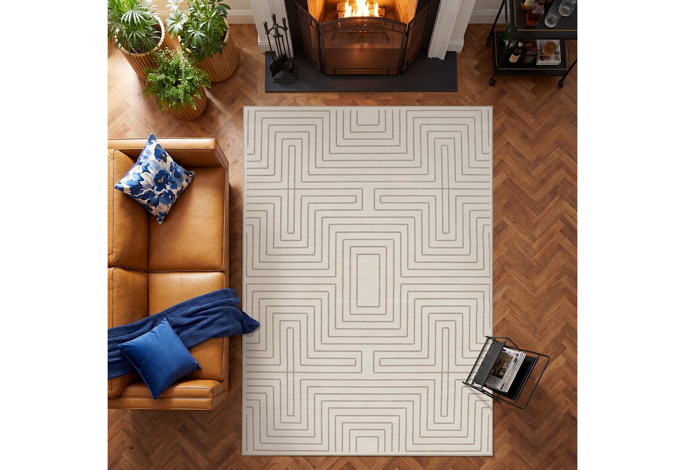Tribesigns Teppich Geometrischer Kurzflor Teppich 160x230cm, Waschbarer Wohnzimmerteppich Bild 2
