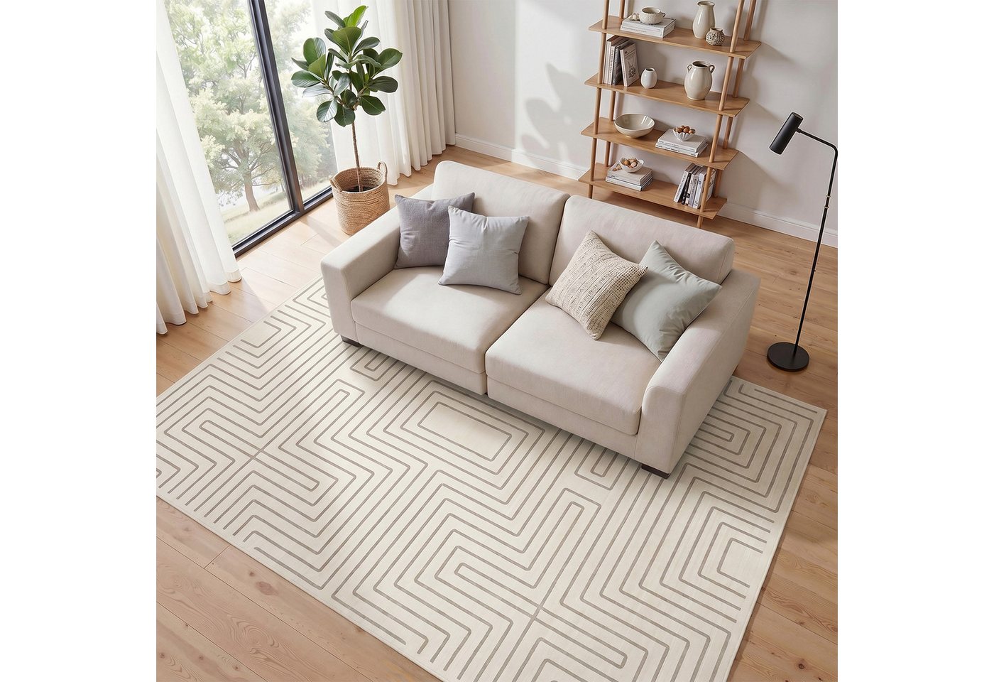 Tribesigns Teppich Geometrischer Kurzflor Teppich 160x230cm, Waschbarer Wohnzimmerteppich Bild 5