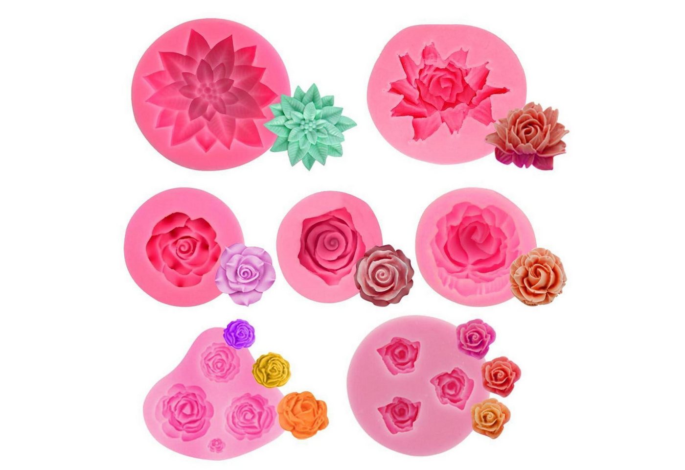 LuxusKollektion Silikonform Silikonformen Blumen 7tlg 3D Rosen Bild 3