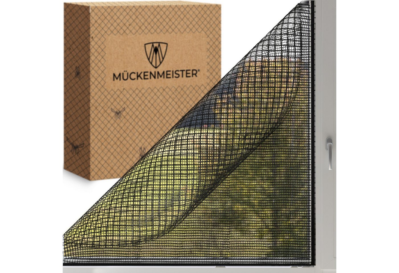 MÜCKENMEISTER Fliegengitter-Gewebe - Fliegengitter Fenster aus Polyester - zuschneidbar mit Klebestreifen, 130x150, schwarz oder weiß Bild 3