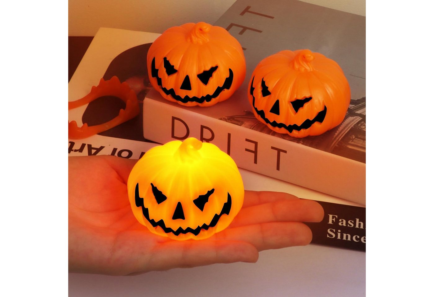Bomiclss LED-Kerze Halloween Deko Kürbis Laternen, LED Kürbis Laternen Bild 4
