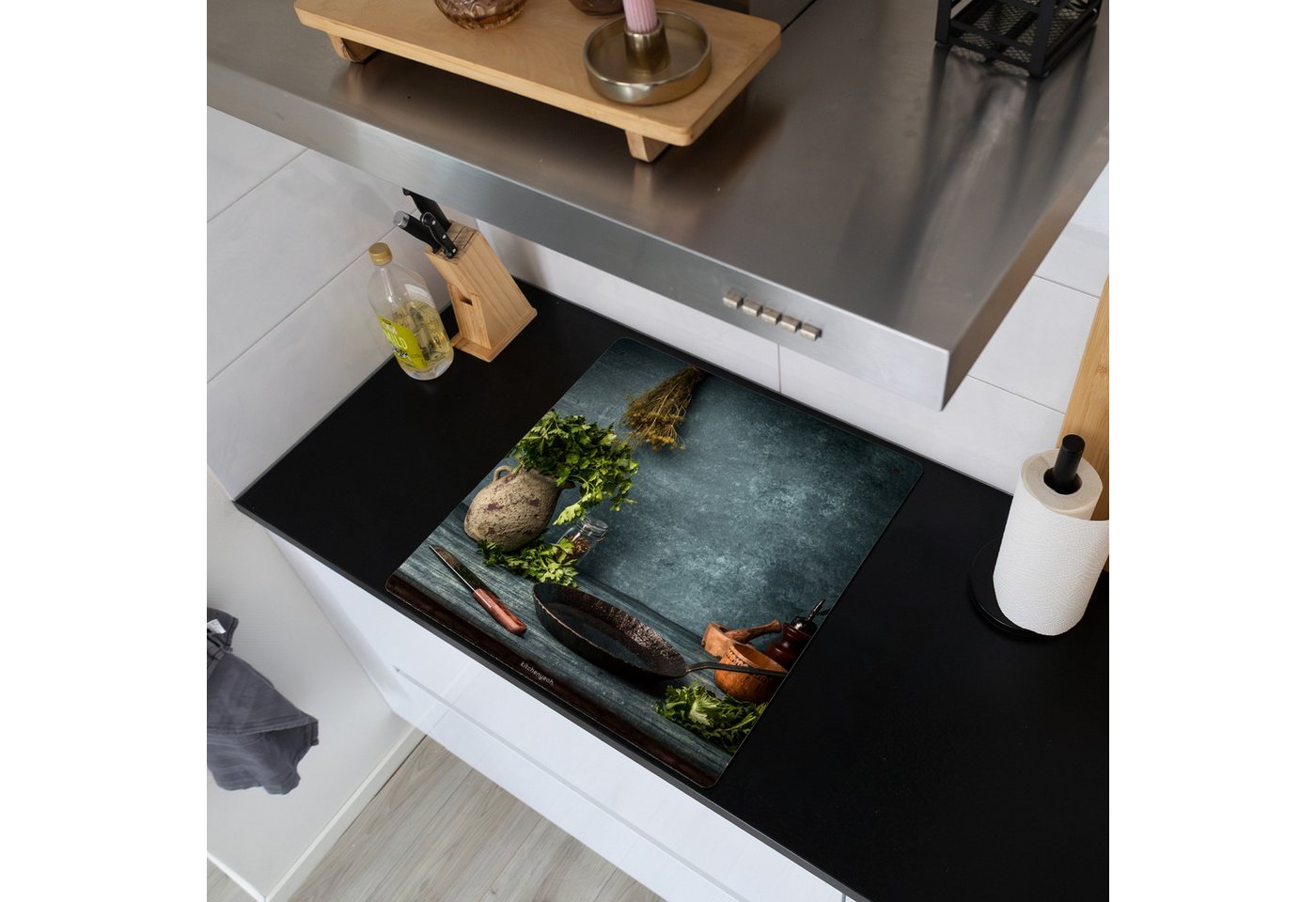 KitchenYeah Küchenrückwand Kräuter - Stilleben - Gewürze, (1-tlg), Induktion Schutzmatte, Induktionsherd Abdeckung, 60x60 cm