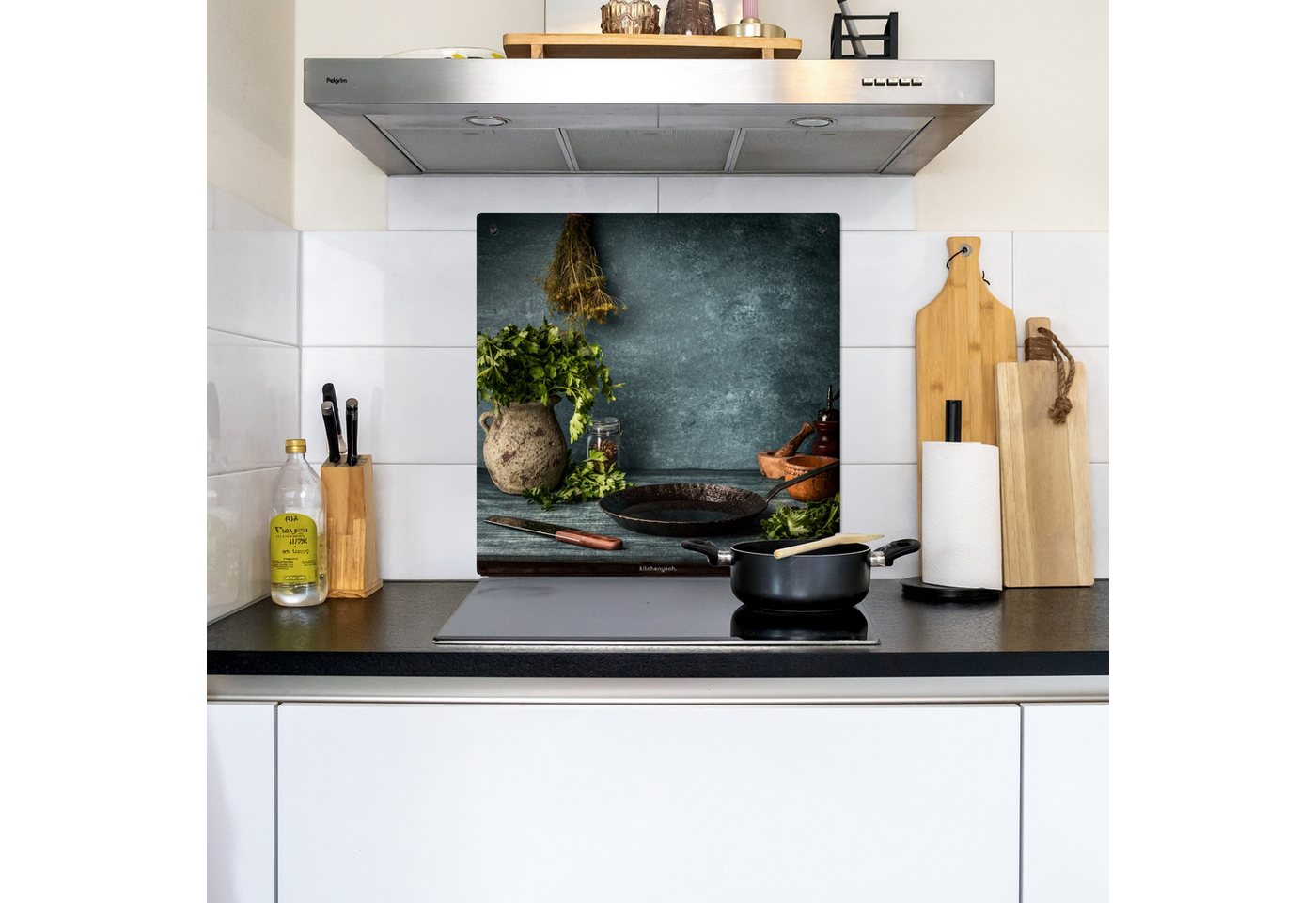 KitchenYeah Küchenrückwand Kräuter - Stilleben - Gewürze, (1-tlg), Induktion Schutzmatte, Induktionsherd Abdeckung, 60x60 cm Bild 2