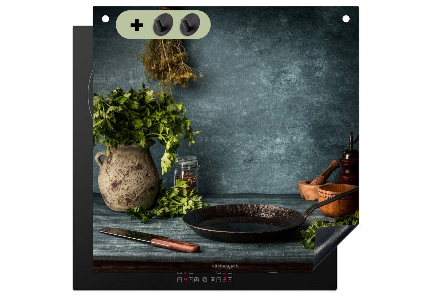 KitchenYeah Küchenrückwand Kräuter - Stilleben - Gewürze, (1-tlg), Induktion Schutzmatte, Induktionsherd Abdeckung, 60x60 cm Bild 3