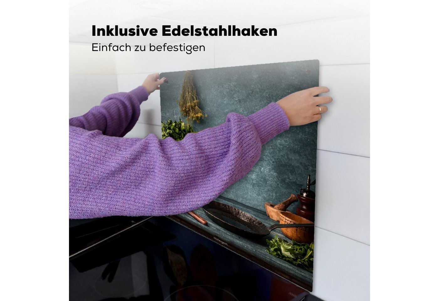 KitchenYeah Küchenrückwand Kräuter - Stilleben - Gewürze, (1-tlg), Induktion Schutzmatte, Induktionsherd Abdeckung, 60x60 cm Bild 4