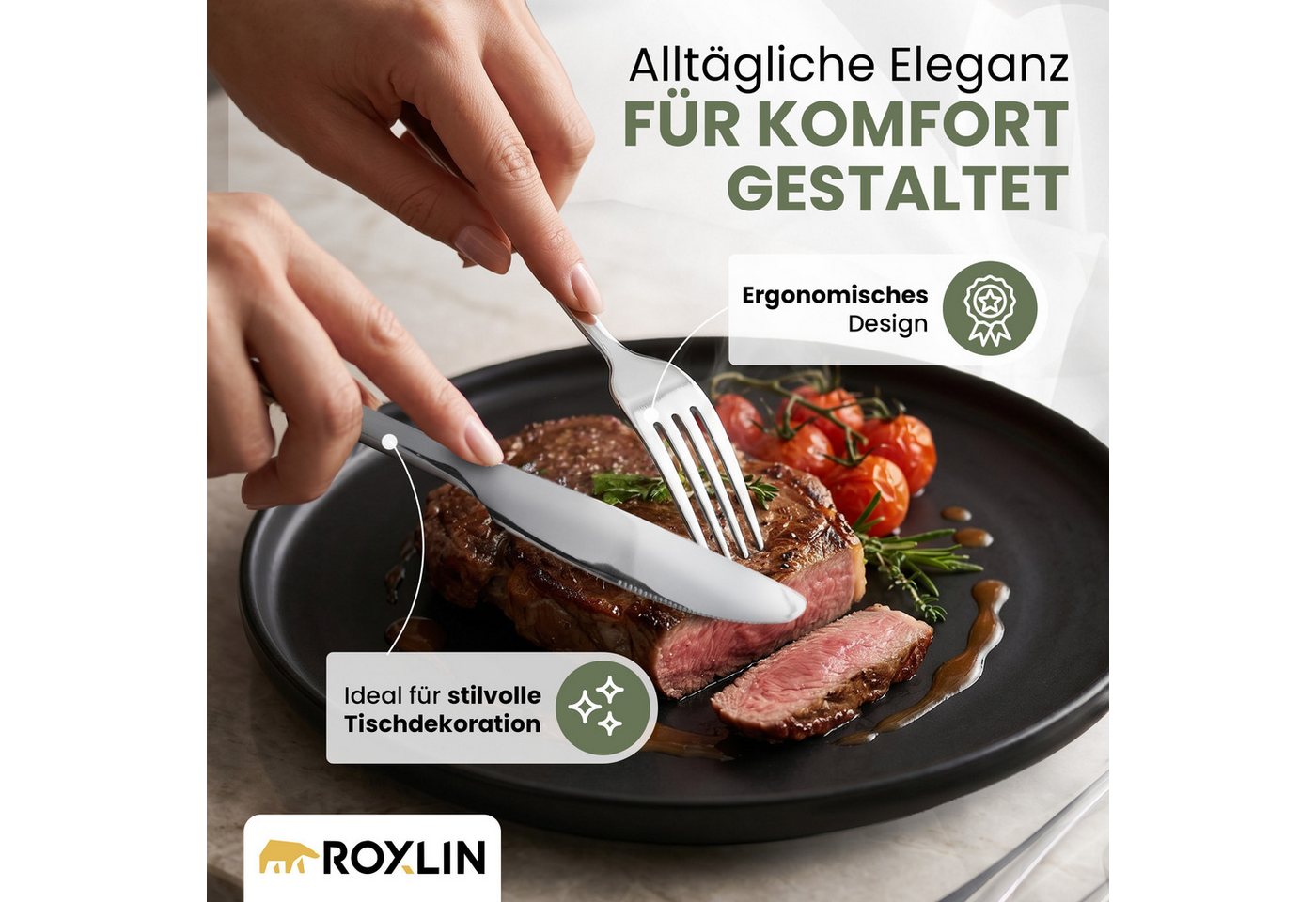 Roxlin Besteck-Set 30-teiliges Edelstahl-Besteckset modern & elegant 4 Farbe, 6 Personen, Edelstahl Bild 3
