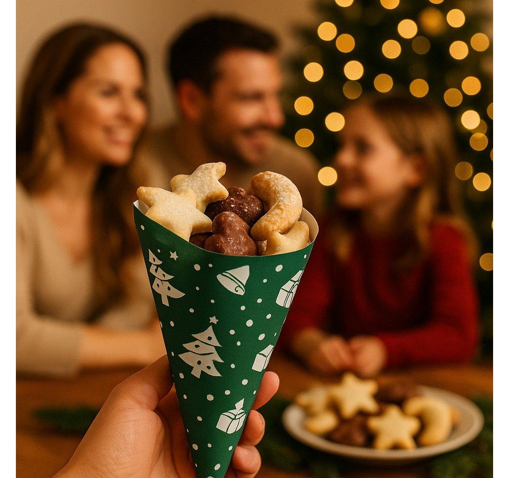 what the shop Papierspitztüten Geschenktüten Weihnachten 100 Stück 125 g oder 250 g grün/weiß Bild 2