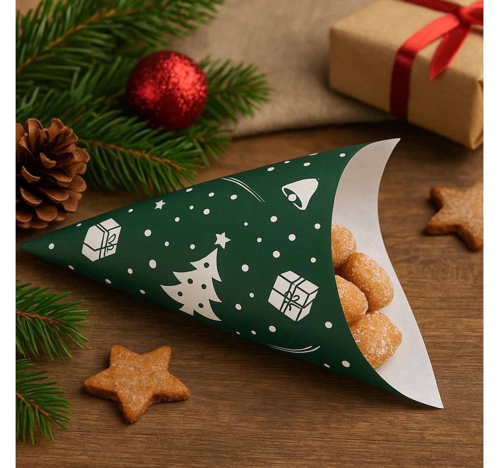 what the shop Papierspitztüten Geschenktüten Weihnachten 100 Stück 125 g oder 250 g grün/weiß Bild 3