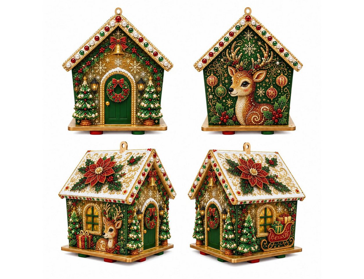 CLTYQ Kreativset DIY-Diamantmalerei-Set für ein kreatives Weihnachtshaus, Weihnachtsanhänger, festliche Weihnachtsbaum- und Tischdekoration Bild 3