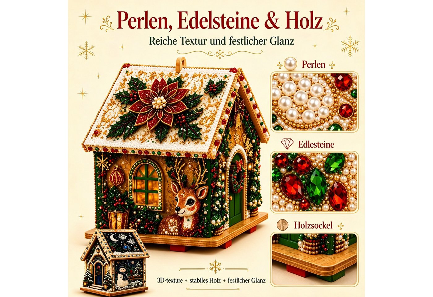 CLTYQ Kreativset DIY-Diamantmalerei-Set für ein kreatives Weihnachtshaus, Weihnachtsanhänger, festliche Weihnachtsbaum- und Tischdekoration Bild 5