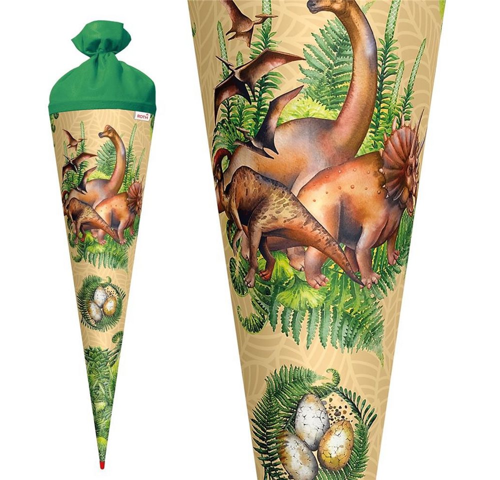 Roth Schultüte Veganosaurus 70 cm rund, Filzverschluss Dinosaurier Tiere Bild 4
