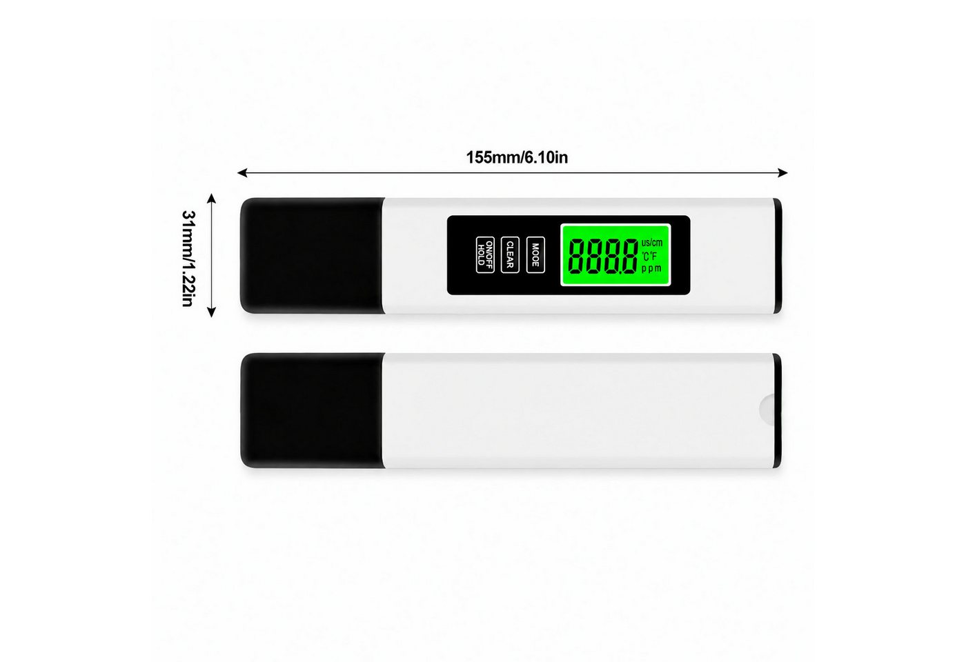 Bolwins Aquarium-Wassertest M18C 4-in-1 Wassertester TDS EC Temperatur für Trinkwasser & Aquarium, 4 Messparameter, Wassertester-Set, 2-tlg., 1× M18C 4-in-1 digitaler Wassertester, 1× transparente Box, 4-in-1 TDS-, EC- und Temperaturmessung, beleuchtetes LCD-Display