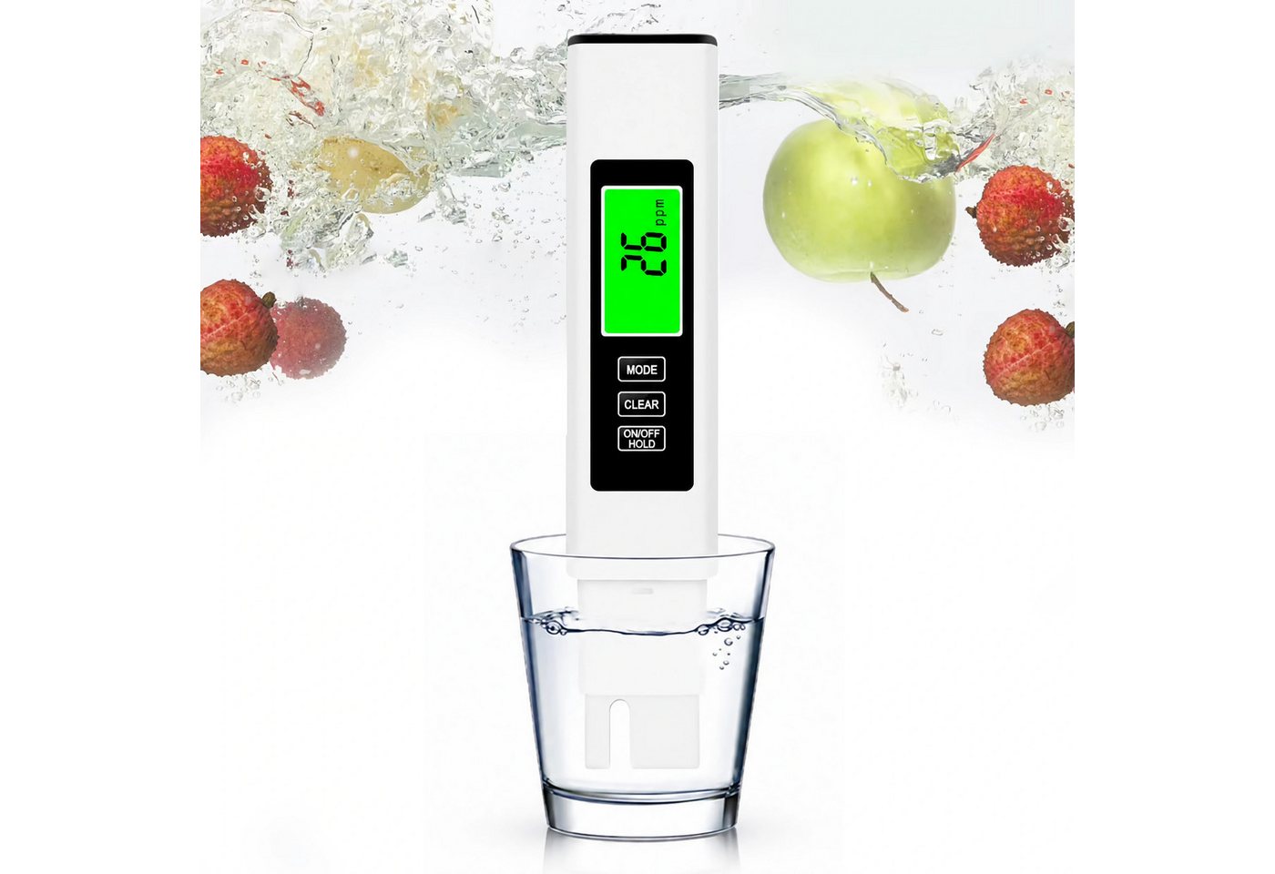 Bolwins Aquarium-Wassertest M18C 4-in-1 Wassertester TDS EC Temperatur für Trinkwasser & Aquarium, 4 Messparameter, Wassertester-Set, 2-tlg., 1× M18C 4-in-1 digitaler Wassertester, 1× transparente Box, 4-in-1 TDS-, EC- und Temperaturmessung, beleuchtetes LCD-Display Bild 4
