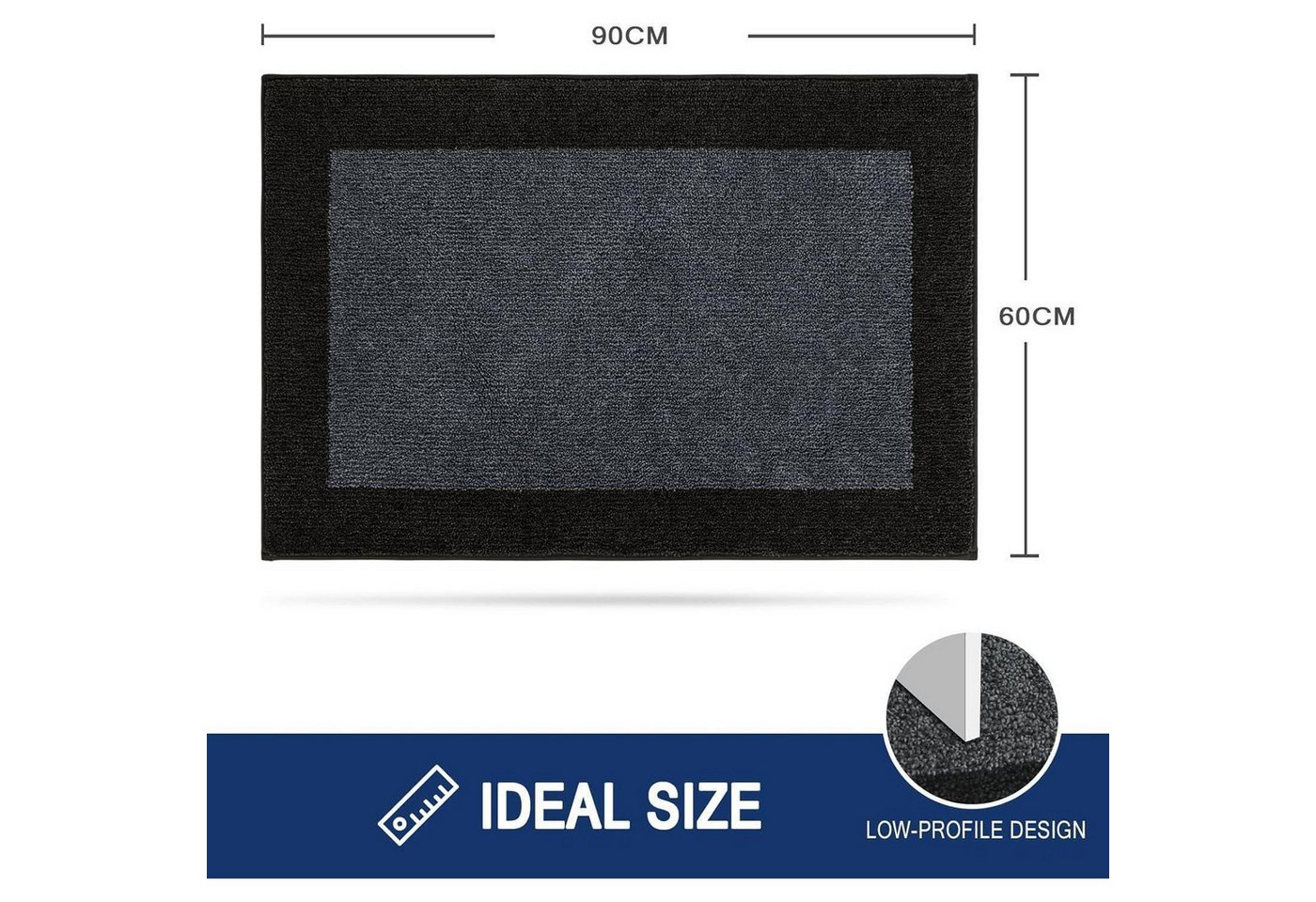FCSDETAIL Fußmatte Schmutzfangmatte Innen 60x90 cm rutschfest waschbar absorbierend