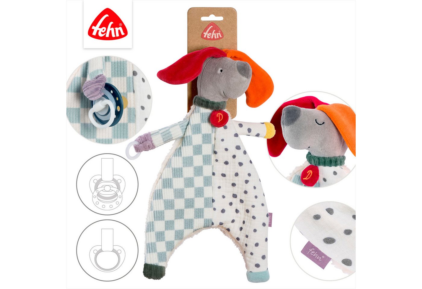 Fehn Kuscheltuch Schmusetuch Hund Dotty, Enthält Bio-Baumwolle Bild 4