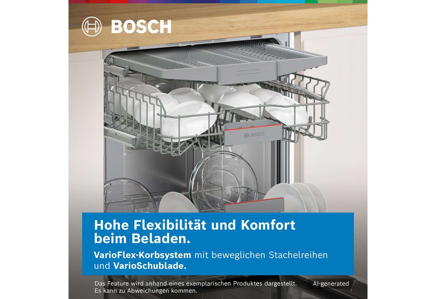 BOSCH vollintegrierbarer Geschirrspüler Serie 4 SPV4HMX13E, 10 Maßgedecke, Flexibles Beladen und Extra Dry für gründliches Trocknen Bild 2