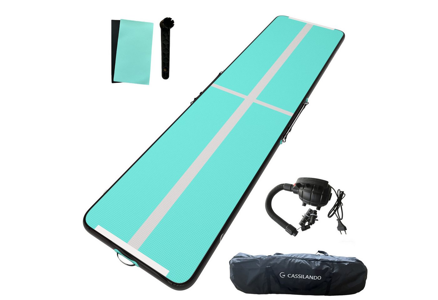 CASSILANDO Gymnastikmatte Turnmatte Aufblasbar: Airtrack Matte 3/4/5m, 10cm Hoch für Training (Set, gymnastics mat), rutschfest Bild 2