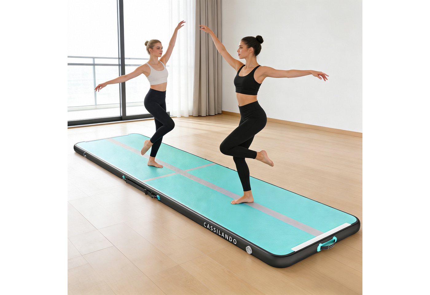 CASSILANDO Gymnastikmatte Turnmatte Aufblasbar: Airtrack Matte 3/4/5m, 10cm Hoch für Training (Set, gymnastics mat), rutschfest Bild 4