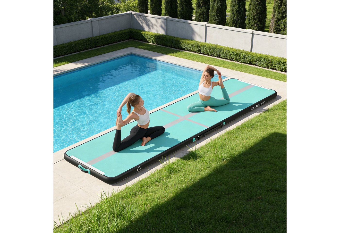 CASSILANDO Gymnastikmatte Turnmatte Aufblasbar: Airtrack Matte 3/4/5m, 10cm Hoch für Training (Set, gymnastics mat), rutschfest Bild 5