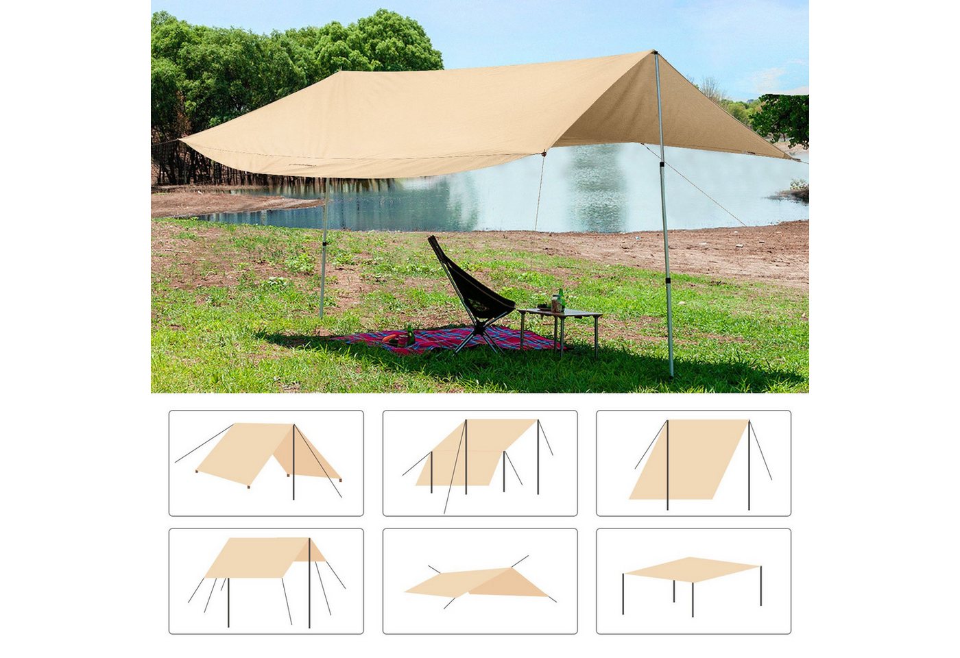 KingCamp Tarp-Zelt Tarp Khan T Sonnen Segel Camping Wind - Schutz Vor Bild 5