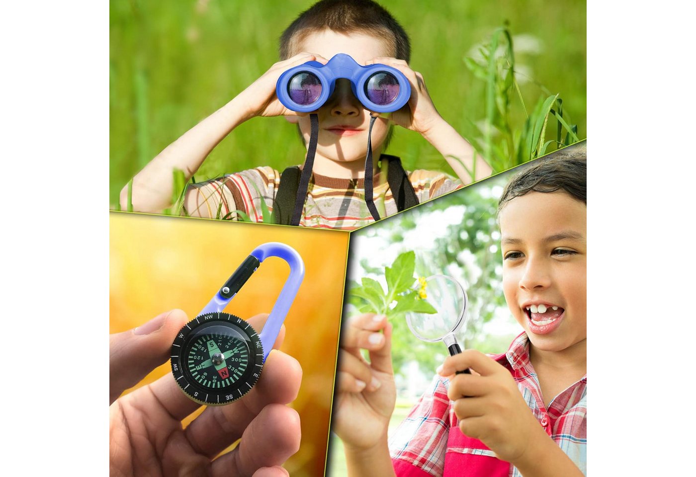 ibettertec 8x21 Kinderfernglas,Outdoor-Spielzeug Fernglas für Kinder,Blau Kinderfernglas (Mit Kompass, Lupe und Reinigungstuch, für Kinder 3-12 Jahre, Geschenk) Bild 2