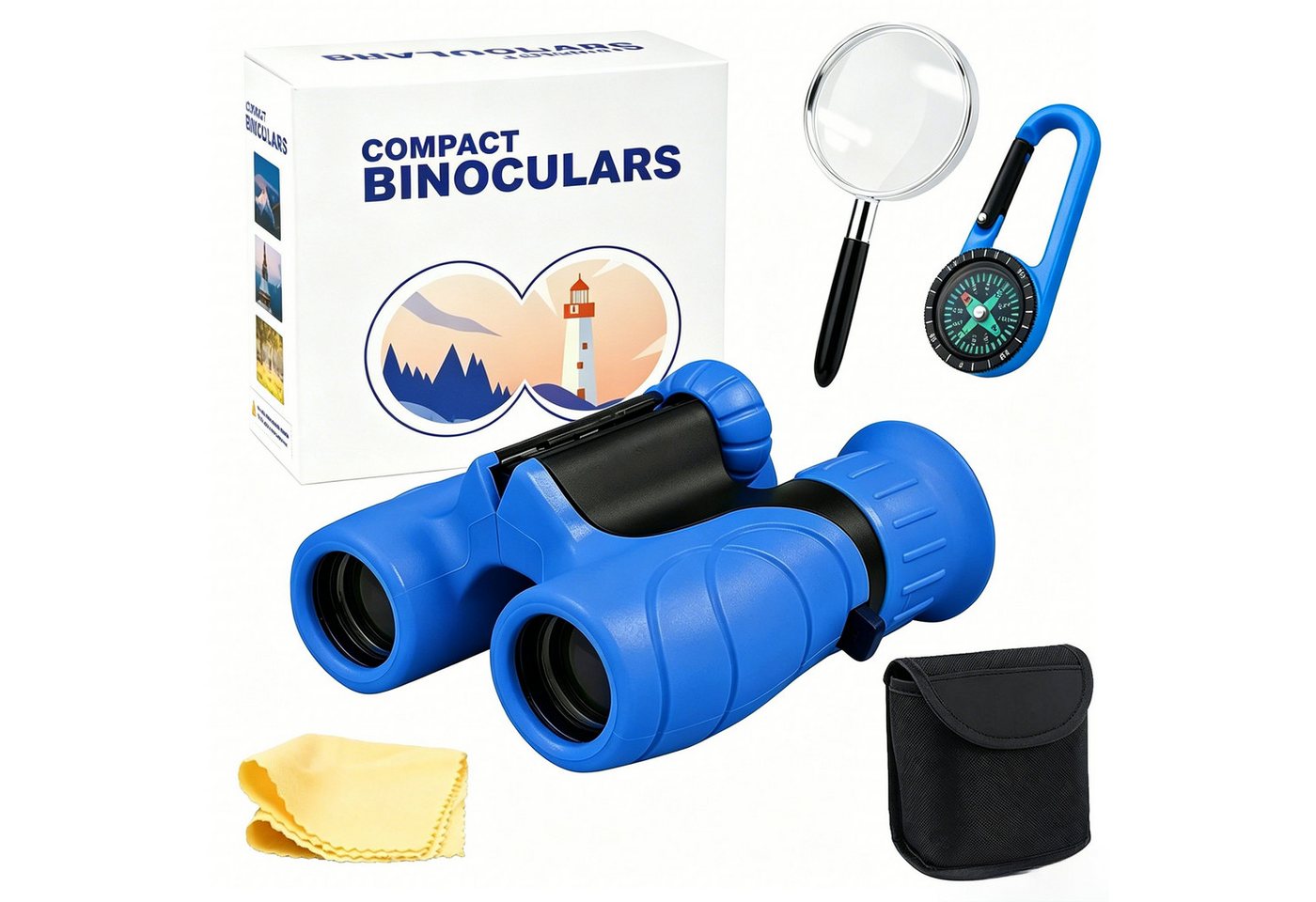 ibettertec 8x21 Kinderfernglas,Outdoor-Spielzeug Fernglas für Kinder,Blau Kinderfernglas (Mit Kompass, Lupe und Reinigungstuch, für Kinder 3-12 Jahre, Geschenk) Bild 3