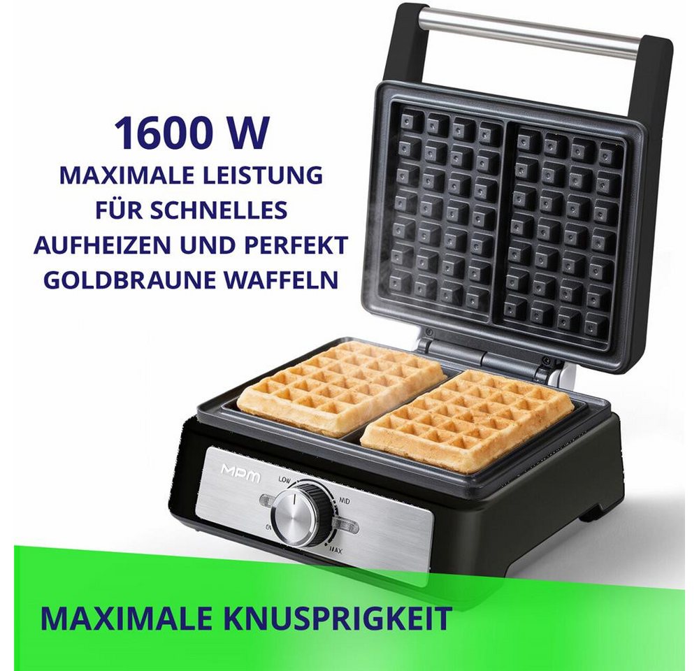 MPM Waffeleisen MPM MGO-41/C Waffeleisen für 2 belgische Waffeln 1600 W, 2 belgische Waffeln, 1600 W, tiefe Backplatten Bild 3