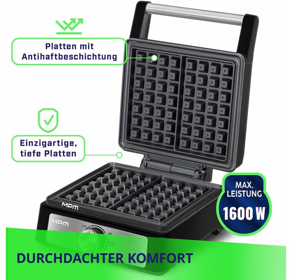 MPM Waffeleisen MPM MGO-41/C Waffeleisen für 2 belgische Waffeln 1600 W, 2 belgische Waffeln, 1600 W, tiefe Backplatten Bild 4