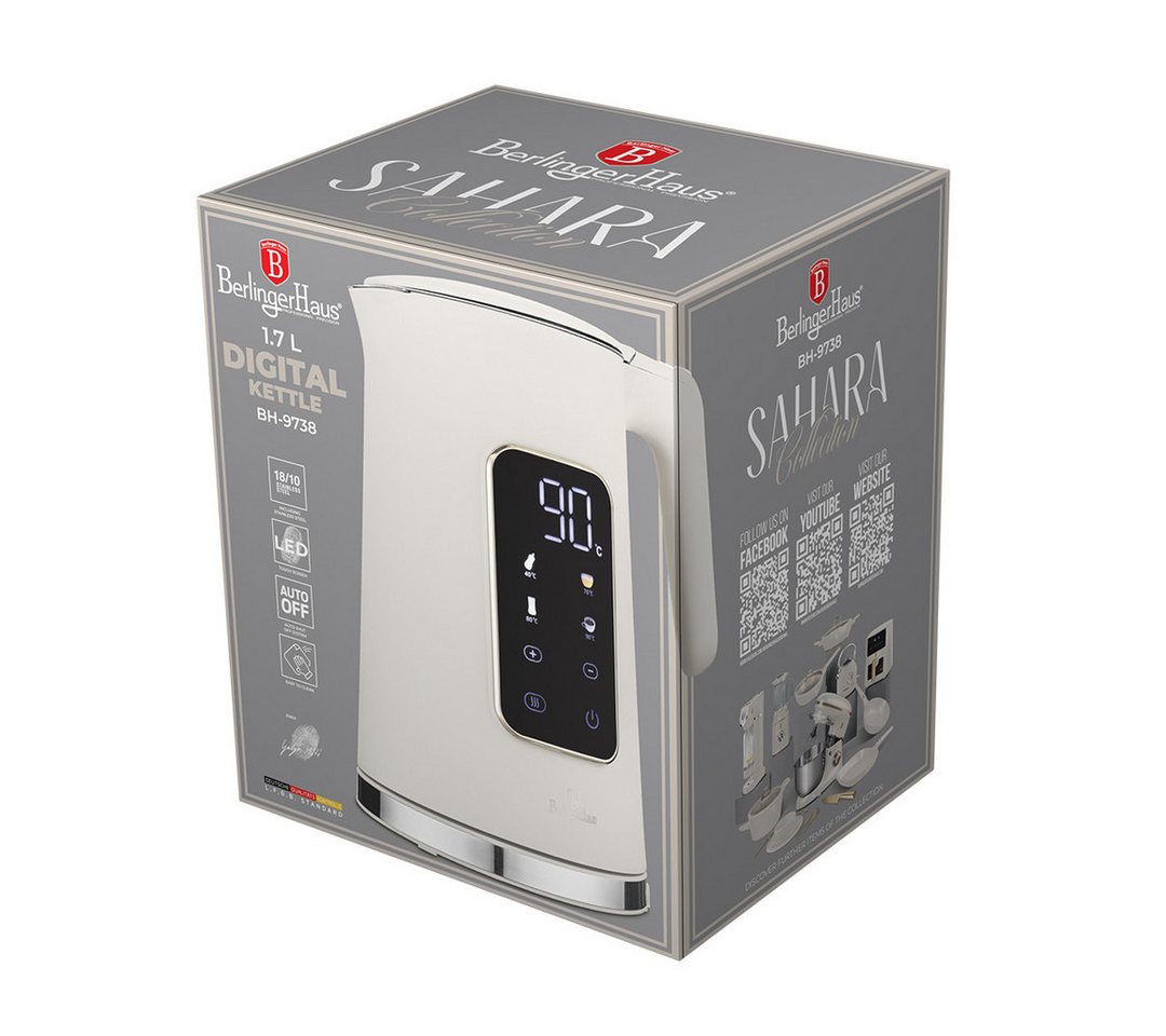 BerlingerHaus Wasserkocher mit digitalem Display 1,7 L, 1,7 l, 2200 W, Schnellaufheizfunktion, 4 Temperaturstufen Bild 2