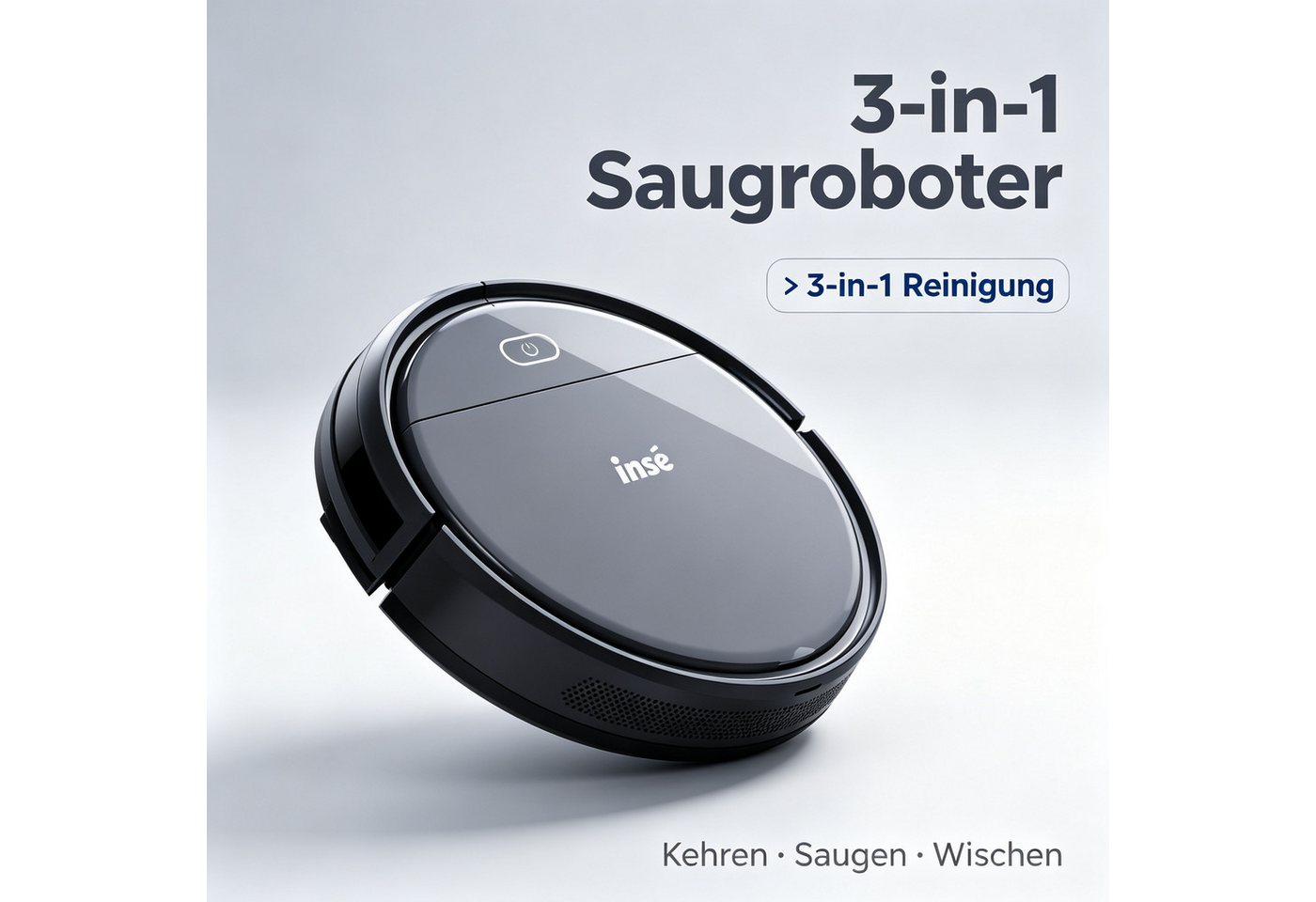 MIBODE Bürstsauger E3 PLUS Saugroboter Grau mit Fernbedienung, Sensoren & Seitenbürsten, Anti-Sturz-Sensoren, Hinderniserkennung, flaches Design