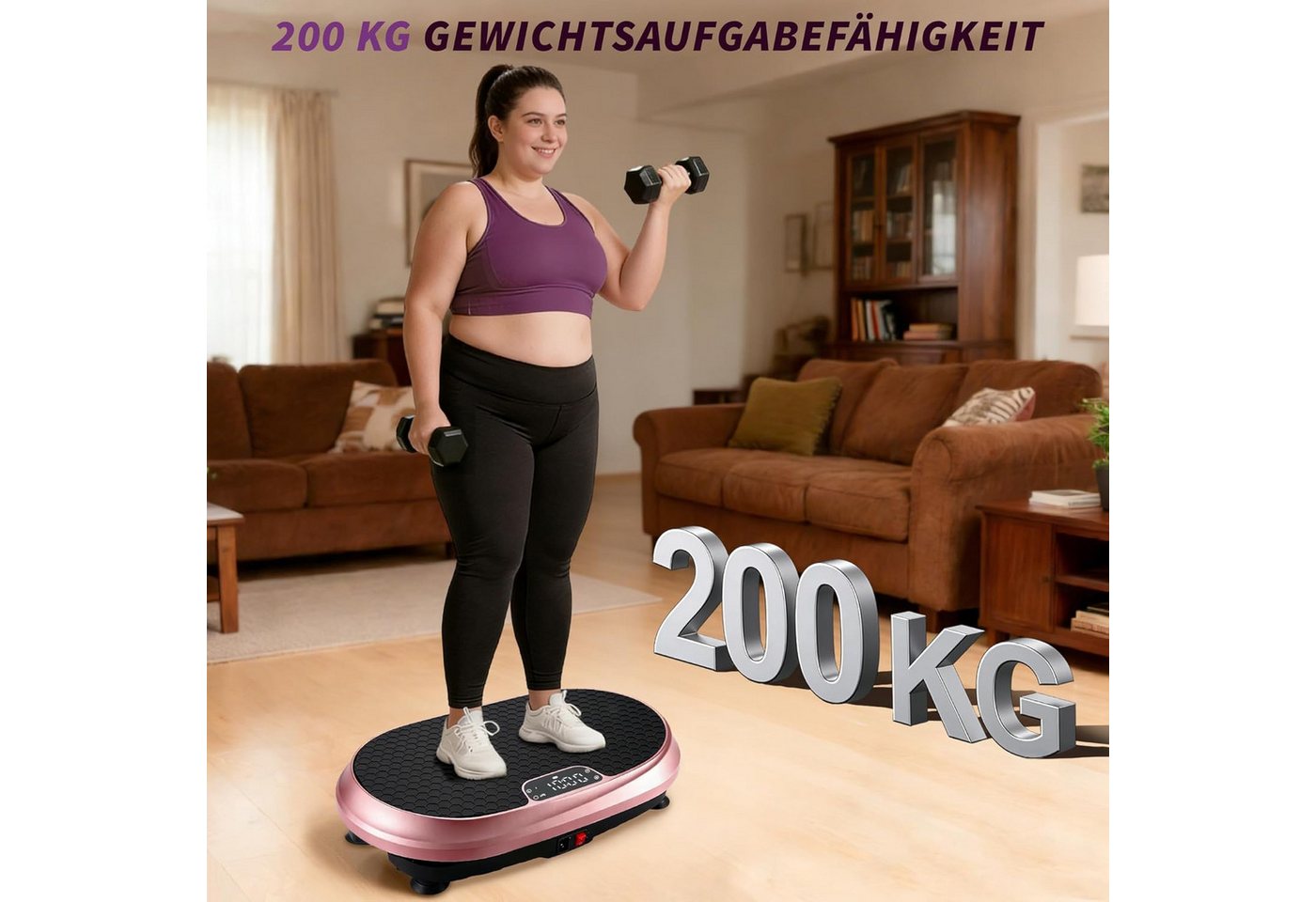 Nettlife Vibrationsplatte 3D 9 Trainingsprogramme 199 Intensitätsstufen 2 Bändern Fernbedienung, 200 W, Vibration Plate Bluetooth Fitnessgeräte Zuhause Max. Belastung 150 KG Bild 2