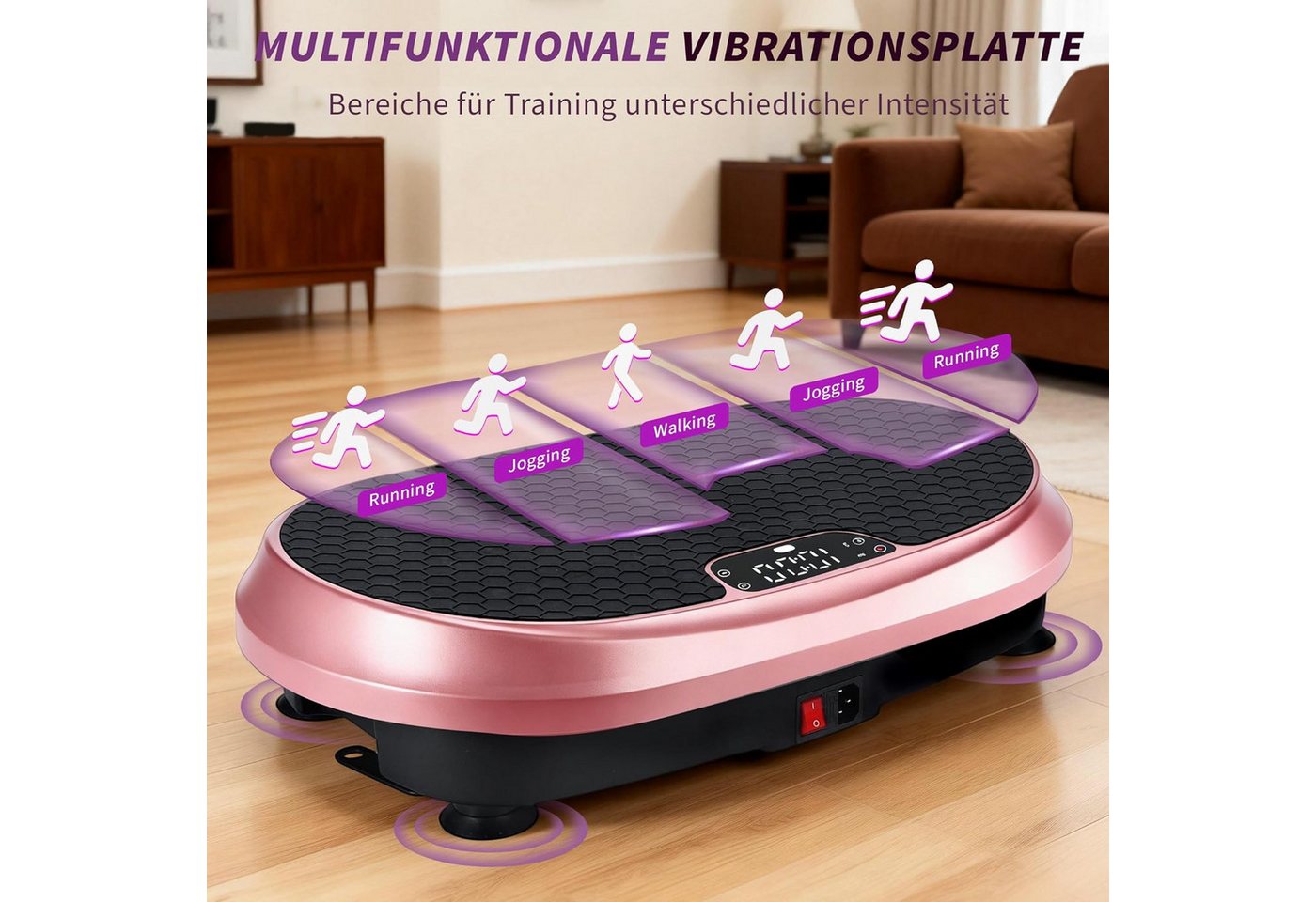 Nettlife Vibrationsplatte 3D 9 Trainingsprogramme 199 Intensitätsstufen 2 Bändern Fernbedienung, 200 W, Vibration Plate Bluetooth Fitnessgeräte Zuhause Max. Belastung 150 KG Bild 5