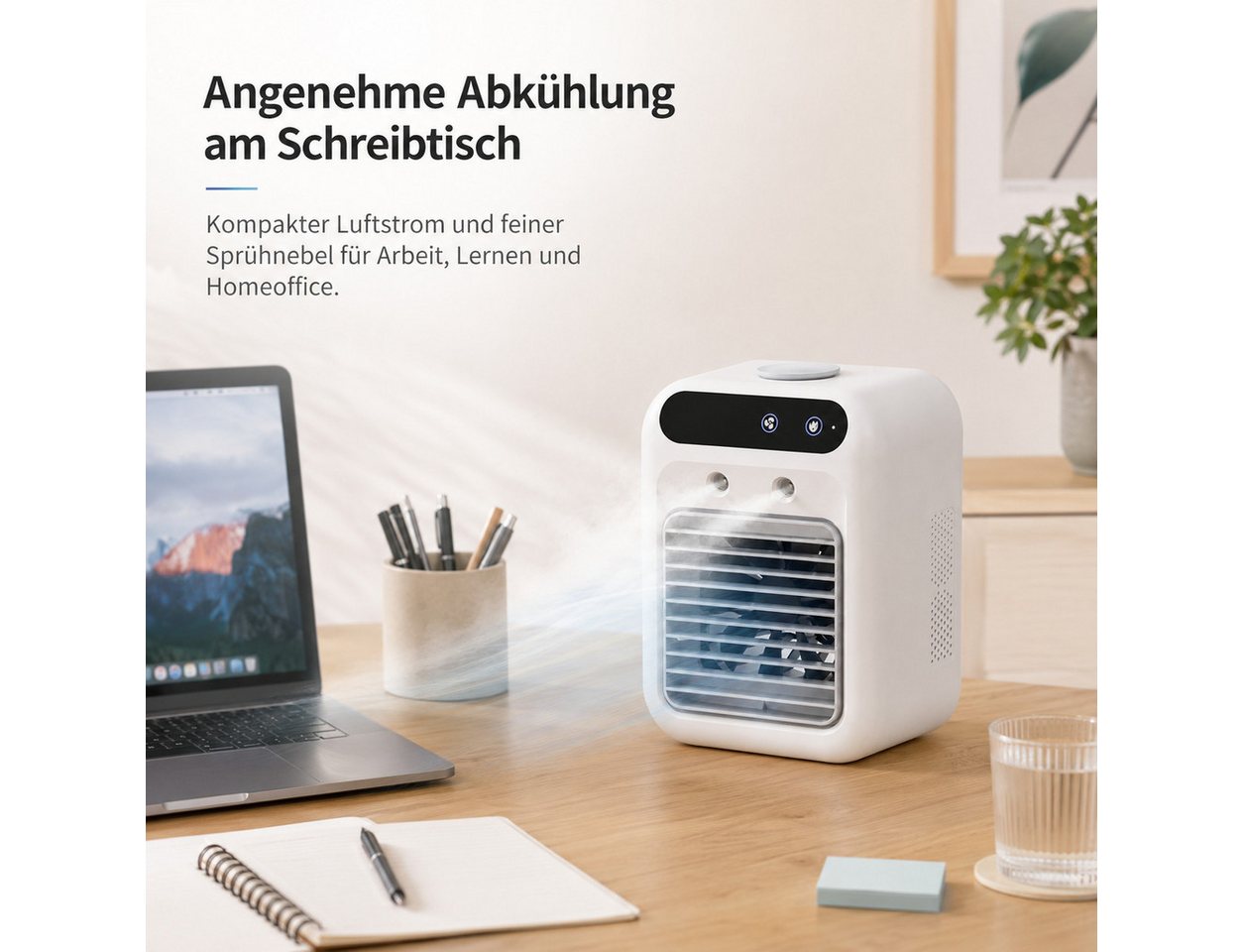 Tekoo Ventilatorkombigerät Tischventilator mit Luftbefeuchter, Mini-Luftkühler, USB-Akku, 2-in-1 Kühlung und Luftbefeuchtung Bild 2