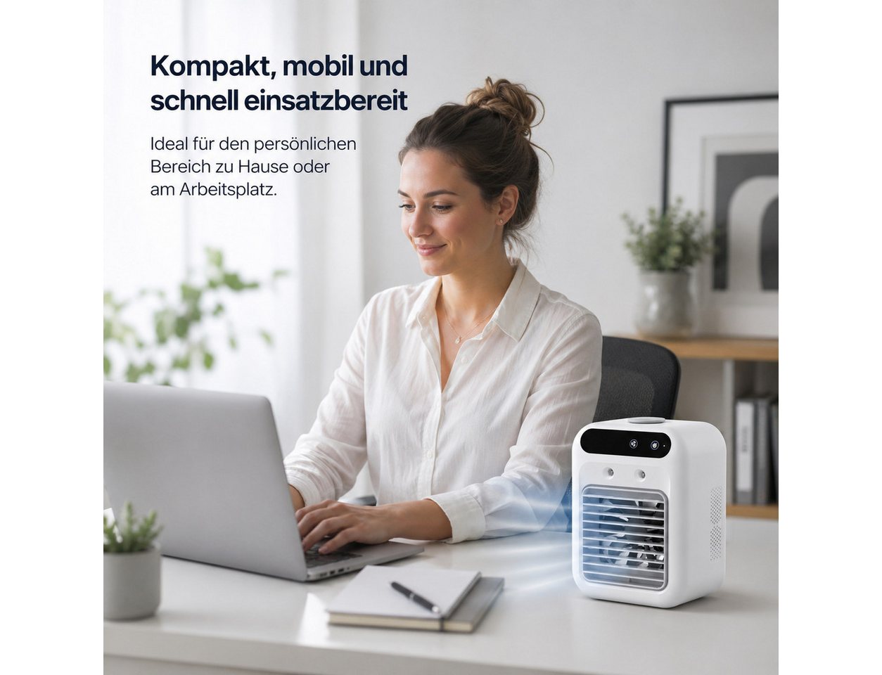 Tekoo Ventilatorkombigerät Tischventilator mit Luftbefeuchter, Mini-Luftkühler, USB-Akku, 2-in-1 Kühlung und Luftbefeuchtung Bild 5