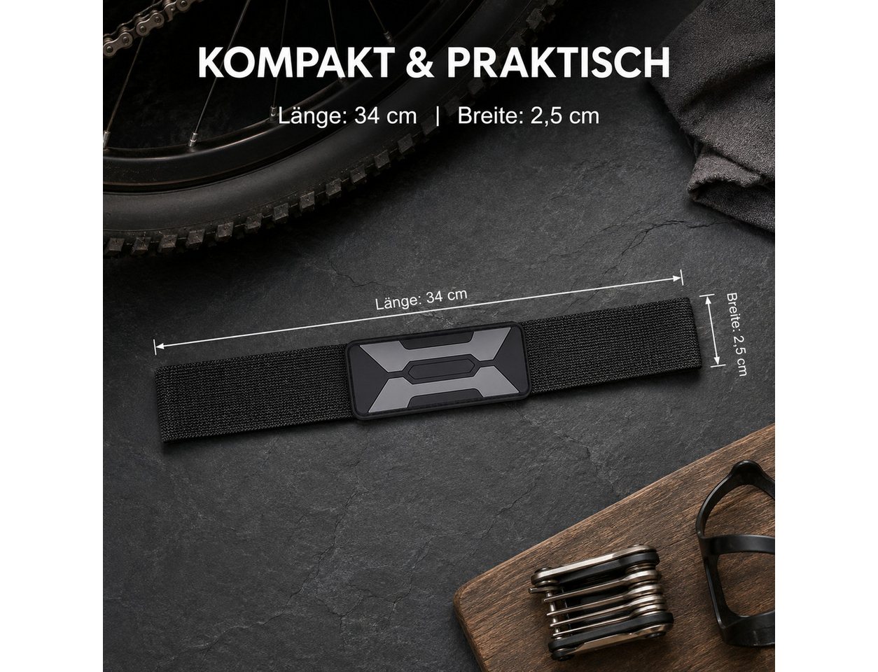 Luckice Reflektorband Wasserdichte verstellbare reflektierende elastische Beinbänder, (Set, Reflektierende verstellbare Knöchelriemen mit wasserabweisender), Breitband‑Design für hohe Stabilität, verhindert Kettenverhedderungen Bild 3