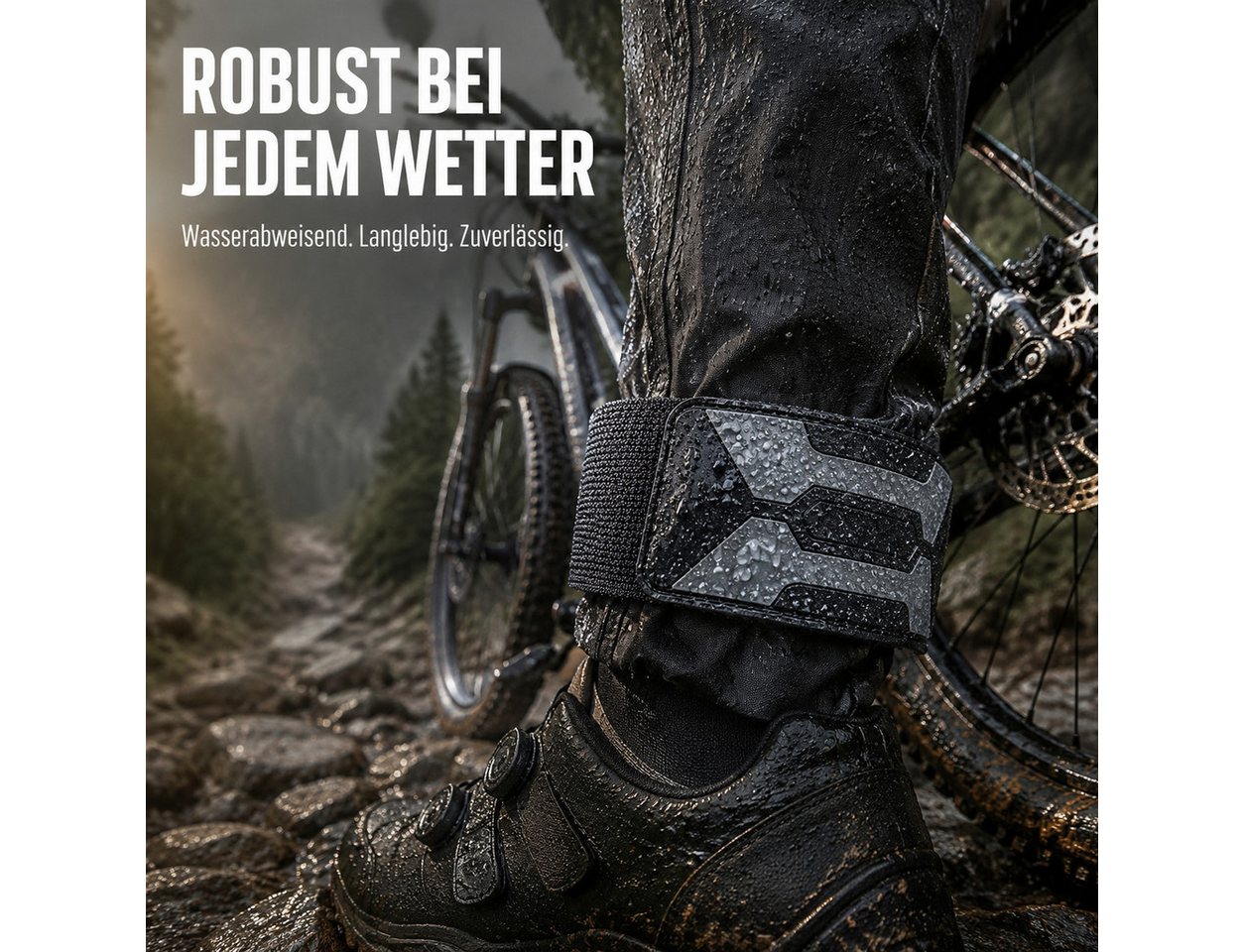 Luckice Reflektorband Wasserdichte verstellbare reflektierende elastische Beinbänder, (Set, Reflektierende verstellbare Knöchelriemen mit wasserabweisender), Breitband‑Design für hohe Stabilität, verhindert Kettenverhedderungen Bild 5