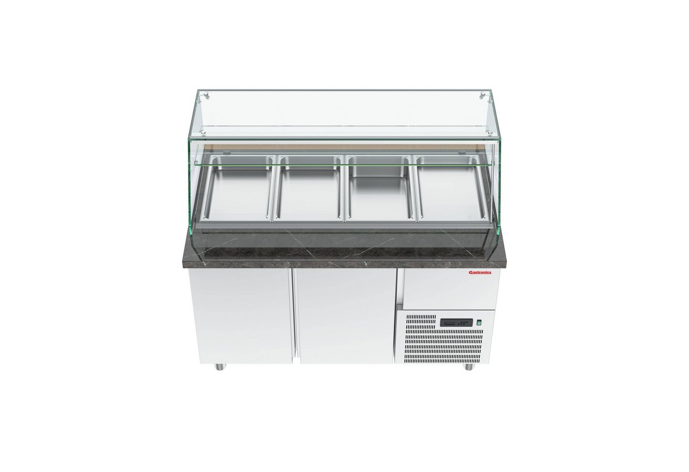 Gastronics Pizzaofen Salattheke Premium 141 x 70 x 125 cm schwarzer Compact LED 2 Türen Bild 2