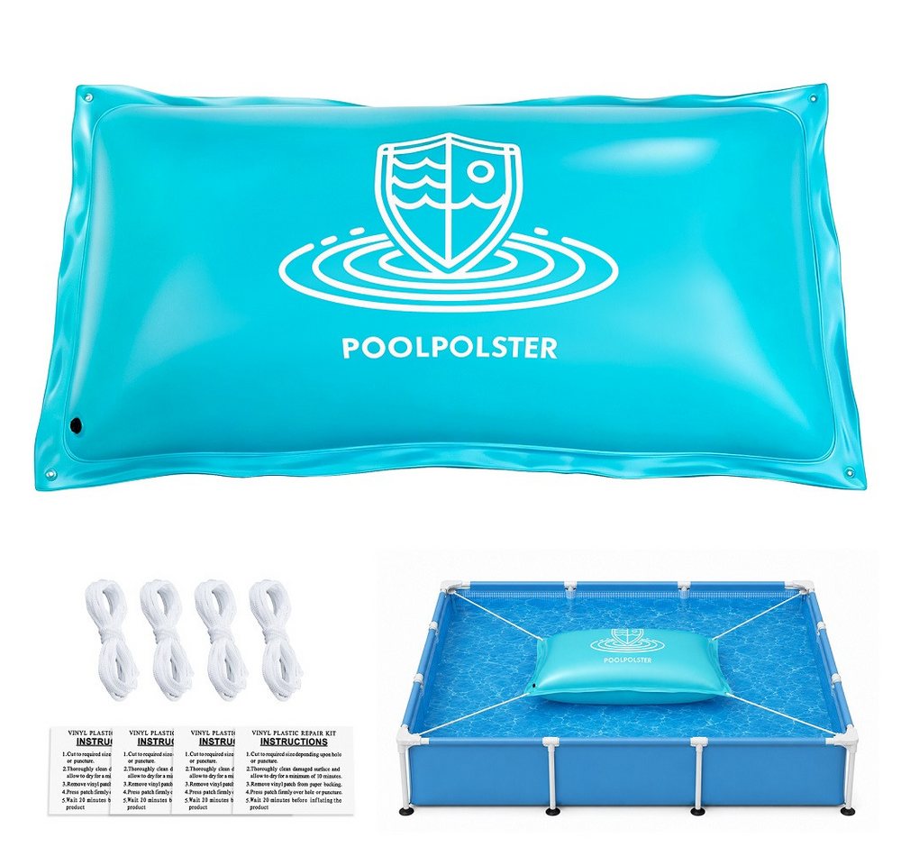Meulbaty Pool-Abdeckplane Poolpolsterung mit Befestigungsseilen und Reparaturset, Frostschutz (1-St), Wetterschutz für die Überwinterung des Pools, UV-beständig Bild 4