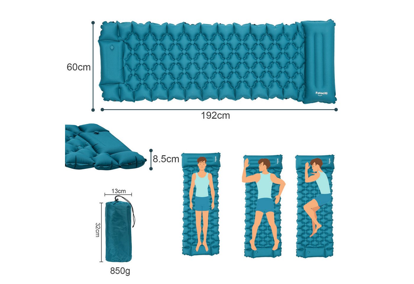 Clanmacy Isomatte Isomatte Camping Aufblasbar,192*60cm Selbstaufblasende Schlafmatten Bild 3