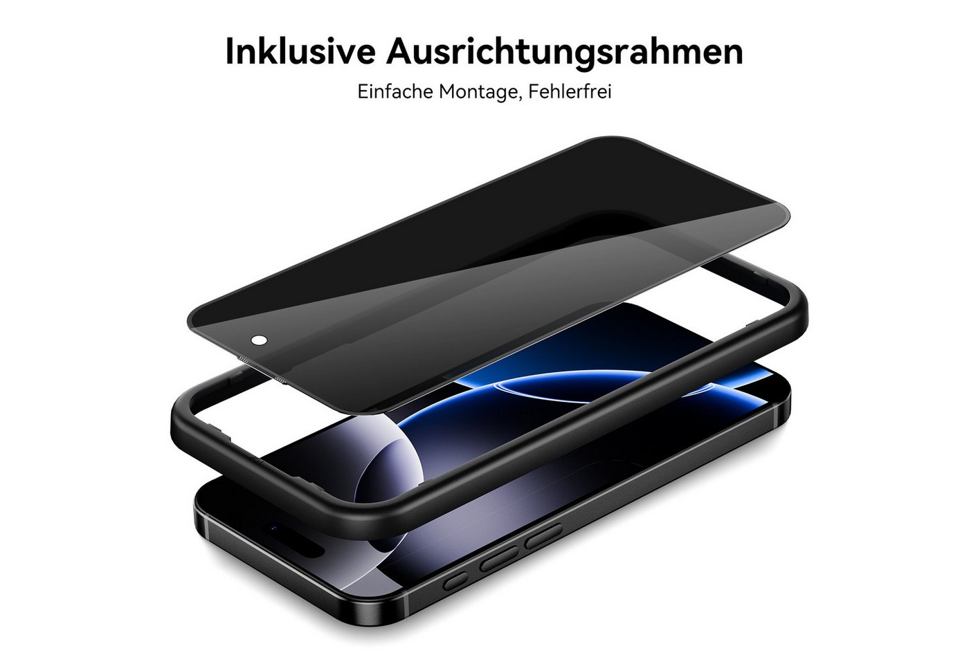 Sytifro Schutzfolie Sichtschutz Panzerglas für iPhone 18/17 Serie, Privacy Schutzfolie, (Blickschutz für iPhone 18 Pro Max/iPhone 18 Pro/iPhone 17 Pro Max/iPhone 17 Pro/iPhone 17 Air/iPhone 17/iPhone 16 Plus, 10H Displayschutz, Privacy Blickschutzfolie 28° Sichtschutz), 2 Privacy Glass + 1 Montagerahmen, Premium Panzerfolie Bild 5
