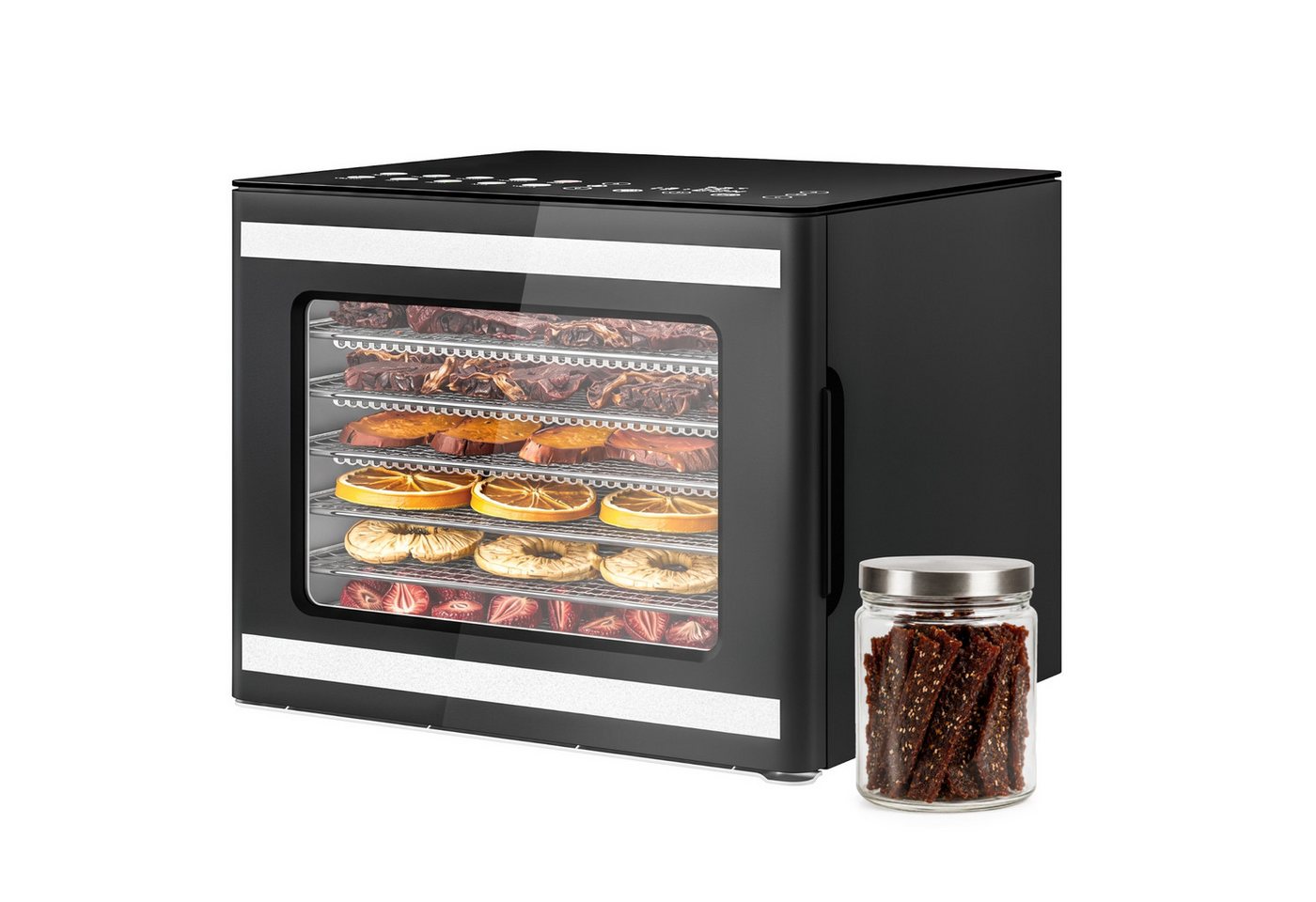 Furnicopia Dörrautomat Edelstahl Lebensmitteltrockner – 10 Tabletts, 48h, 850W 550 W, 6 Etagen, 360°-Umluft, 24-h-Warmhalten, für Obst, Jerky u. a., inkl. Rezeptbuch Bild 5