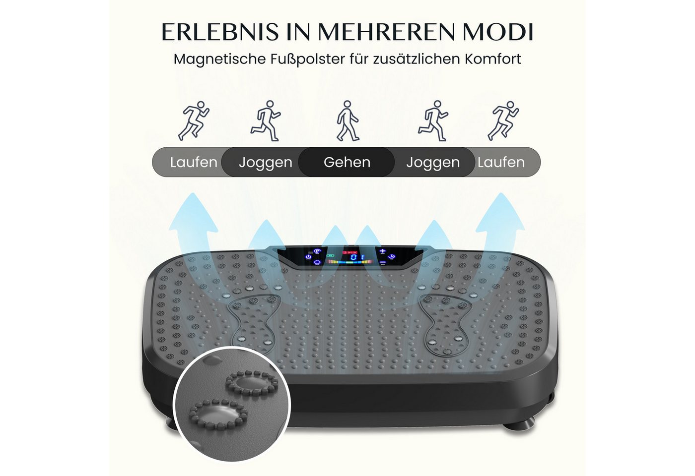 FLEXISPOT Vibrationsplatte Fitness-Vibrationsgerät mit Widerstandsbändern für Ganzkörpertraining, 150 W, 120 Intensitätsstufen, 4 Modi, 120kg Belastbar,inkl. 2 Widerstandsbänder, 1 Fernbedienung Bild 2